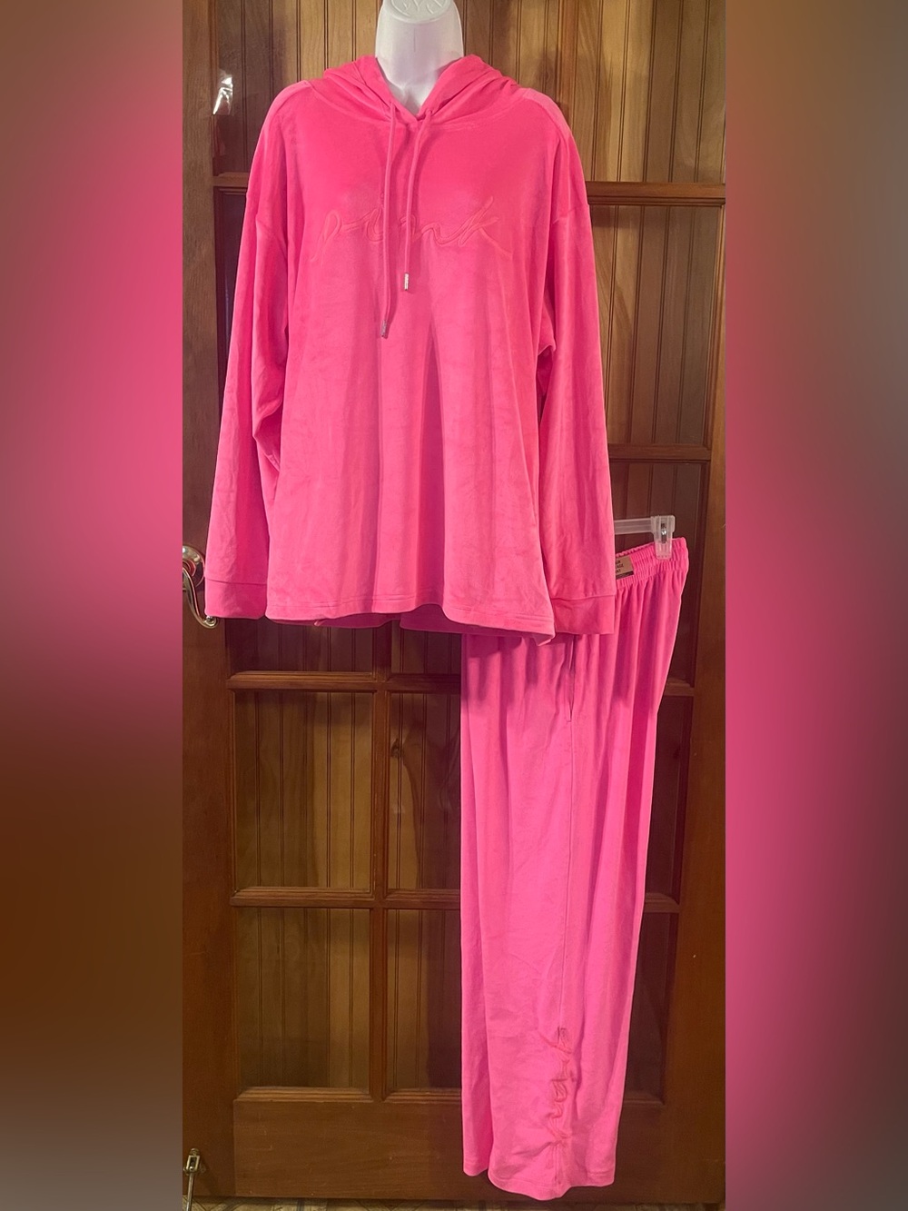 Pink Hooded Velour Set